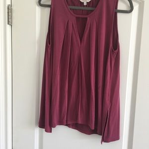 Magenta sleeveless flounce top